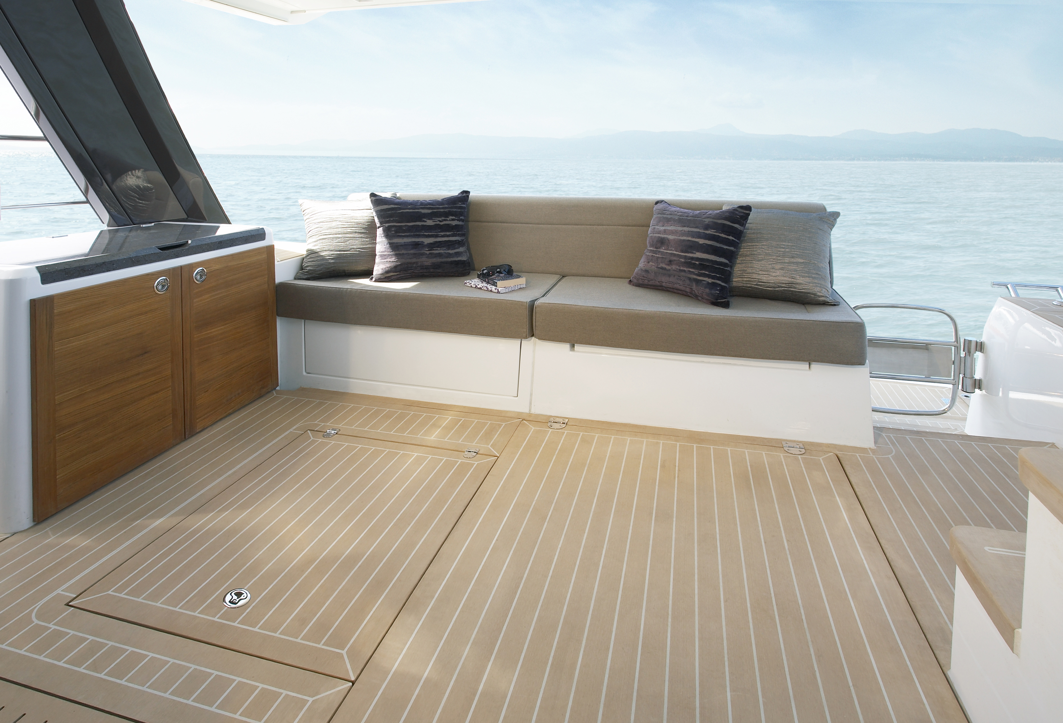 The F48 has an open plan feel throughout. Each area of the boat 