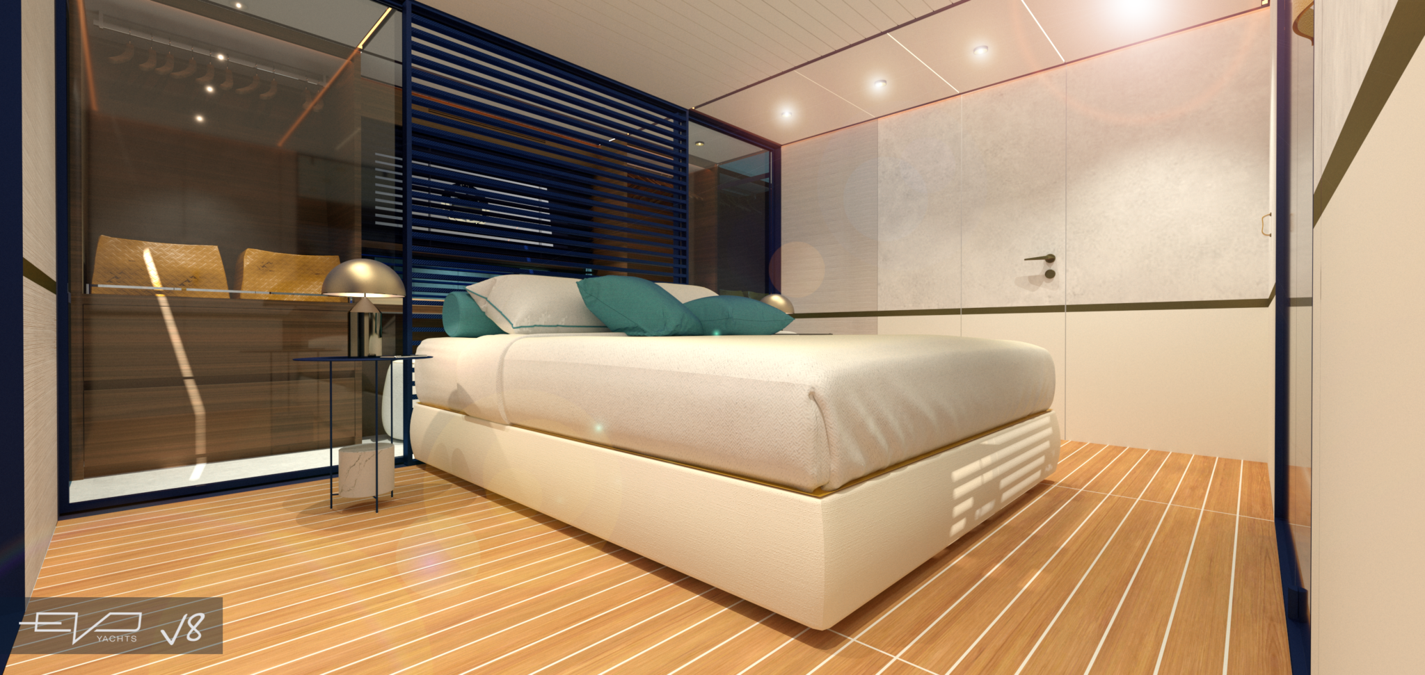 Evo Yachts V8 master cabin